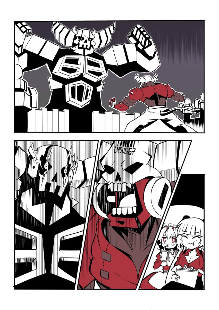 helltaker, beelzebub, and baphomet (original and 1 more) drawn by demongem