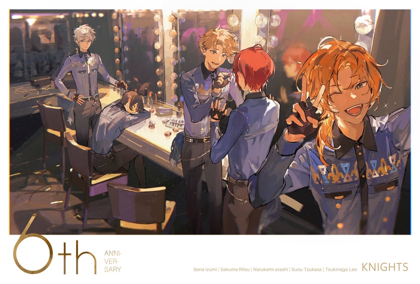 sakuma ritsu, tsukinaga leo, sena izumi, suou tsukasa, and narukami arashi (ensemble stars!) drawn by shule_de_yu