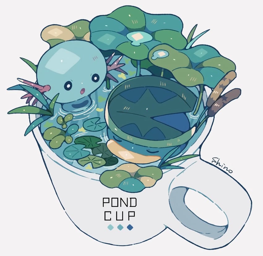 wooper and lotad (pokemon) drawn by shino_(shinoru_p)
