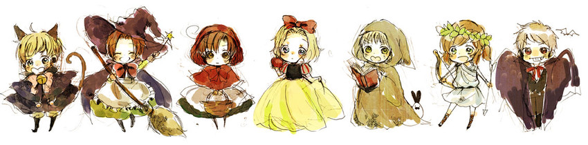 little red riding hood, united kingdom, prussia, northern italy, hungary, and 4 more (axis powers hetalia and 2 more) drawn by u-nico