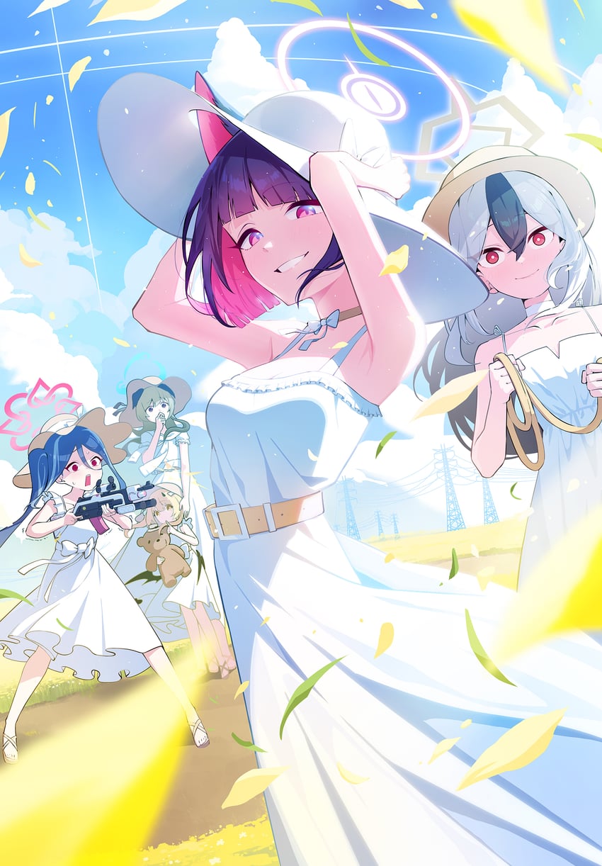 kazusa, kayoko, ibuki, fubuki, and umika (blue archive) drawn by nasan_(coldtime)