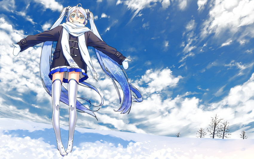 hatsune miku and yuki miku (vocaloid) drawn by kahadu_(kawazu)