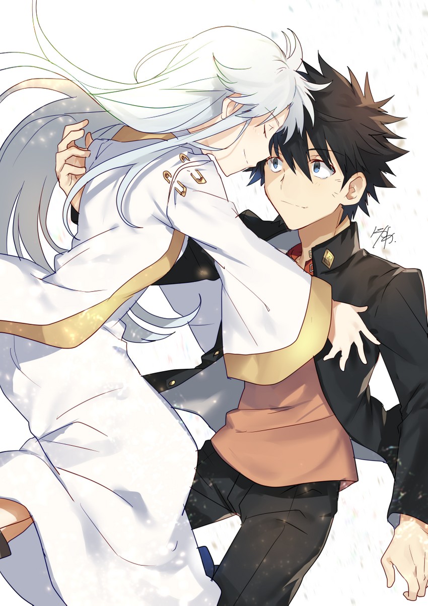 kamijou touma and index (toaru majutsu no index) drawn by nikame