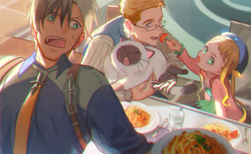 ludger will kresnik, elle mel martha, julius will kresnik, and rollo (tales of and 2 more) drawn by meipu_hm