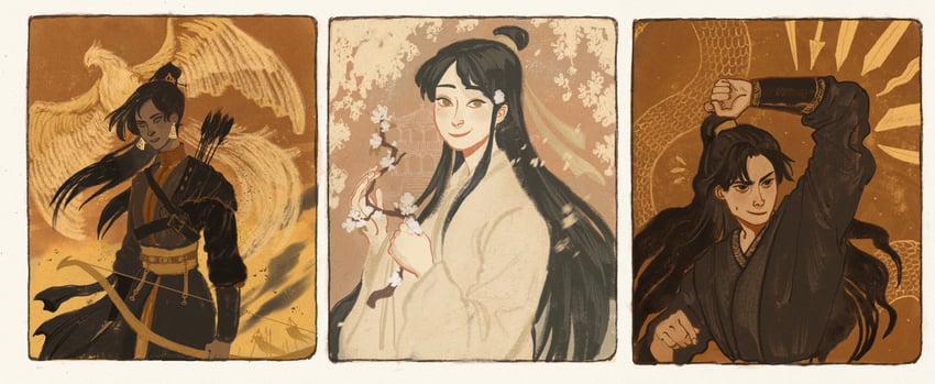 mo ran, xue meng, and shi mei (erha he tadebai mao shizun) drawn by yaroslava_murashko