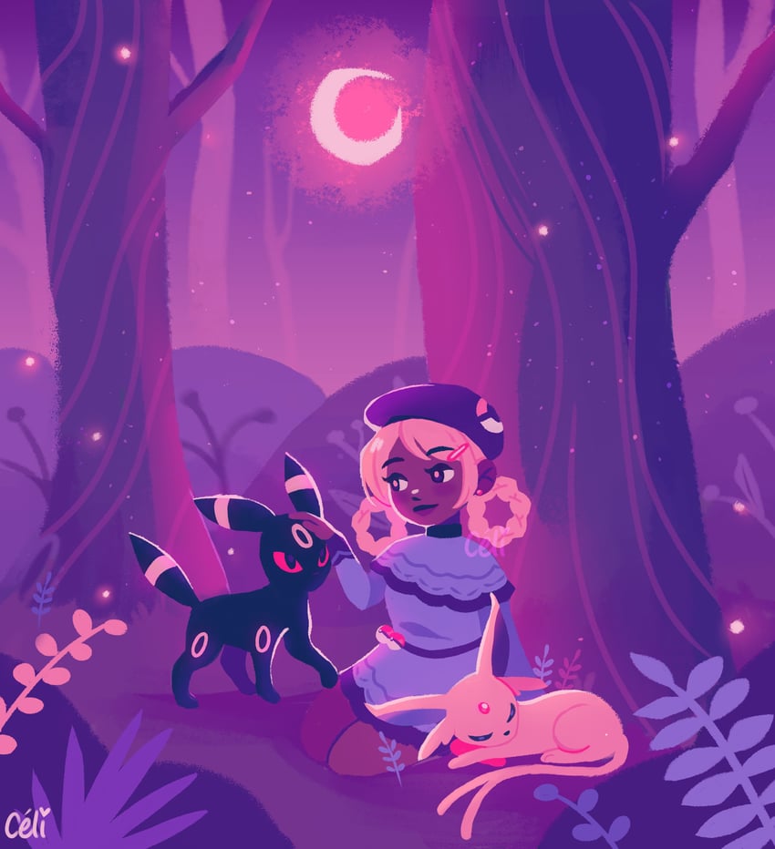 umbreon and espeon (original and 1 more) drawn by pianta_celi
