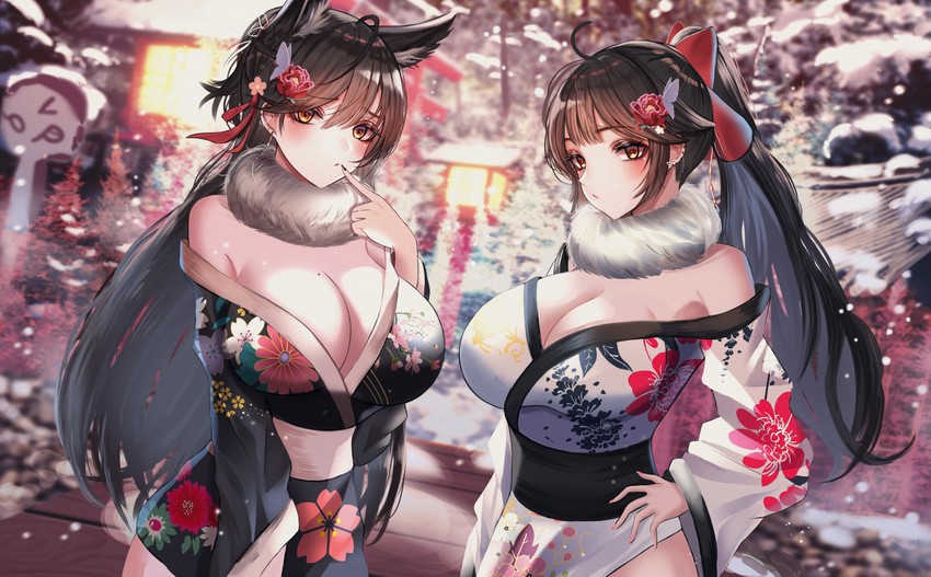 atago and takao (azur lane) drawn by ga_yeah