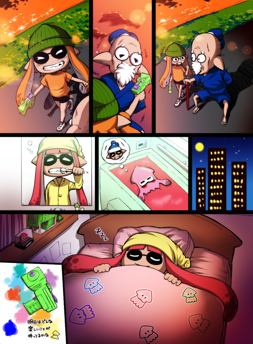 inkling player character, inkling girl, and inkling boy (splatoon and 1 more) drawn by yoshida_inuhito