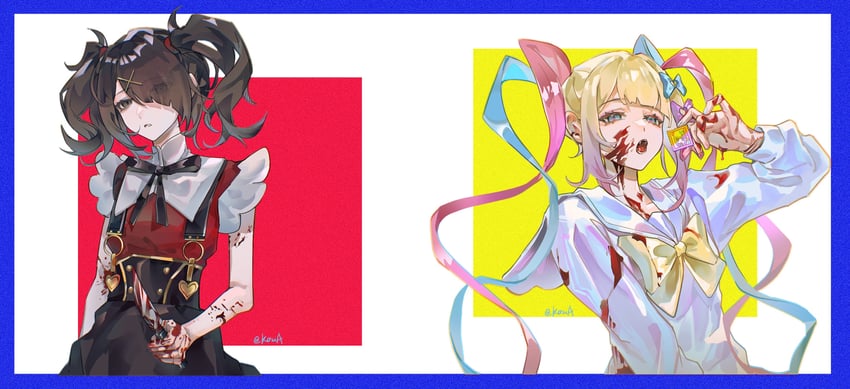 chouzetsusaikawa tenshi-chan and ame-chan (needy girl overdose) drawn by buzhidaojiaoshenmekoua