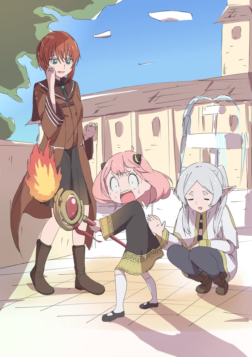 frieren, anya, hatori chise, and tanezaki atsumi (sousou no frieren and 2 more) drawn by kaai_yuu