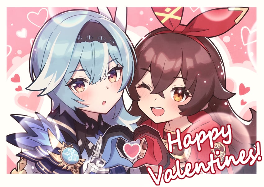 eula and amber (genshin impact) drawn by saylamars