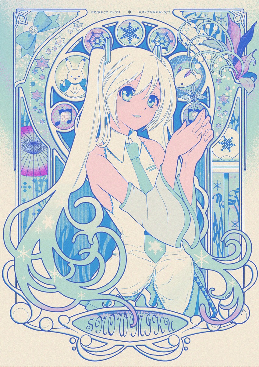 hatsune miku, yuki miku, and rabbit yukine (vocaloid) drawn by maronie.