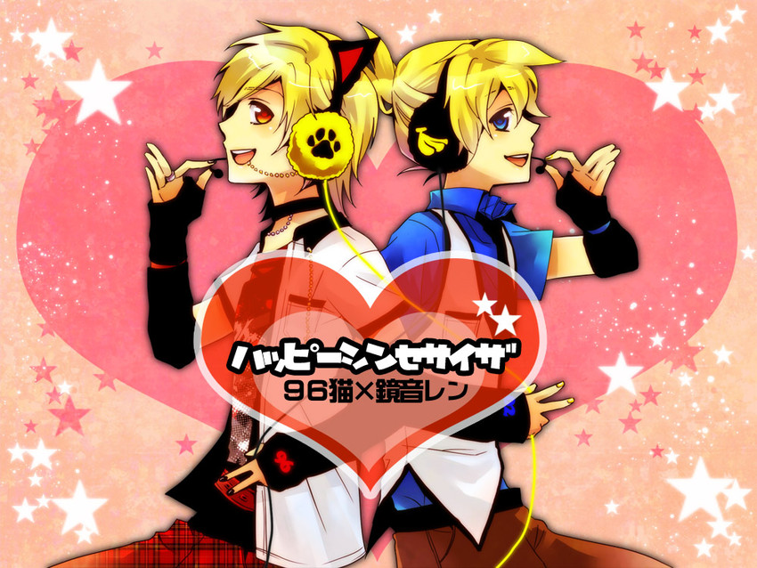 kagamine len and 96neko (vocaloid and 2 more) drawn by satou_iruno
