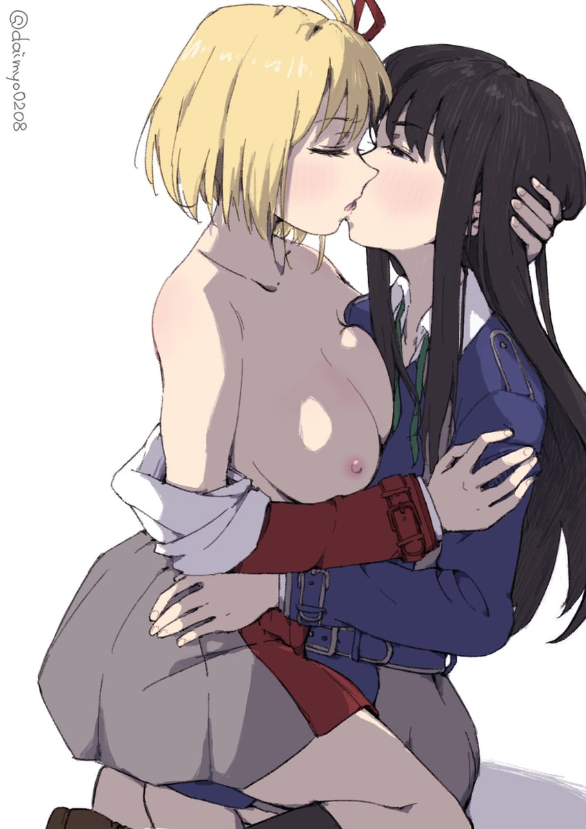 nishikigi chisato and inoue takina (lycoris recoil) drawn by daimyo0208