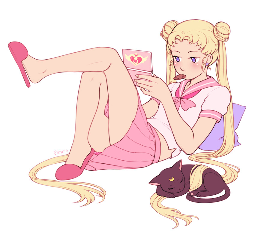 tsukino usagi and luna (bishoujo senshi sailor moon) drawn by eunnieboo