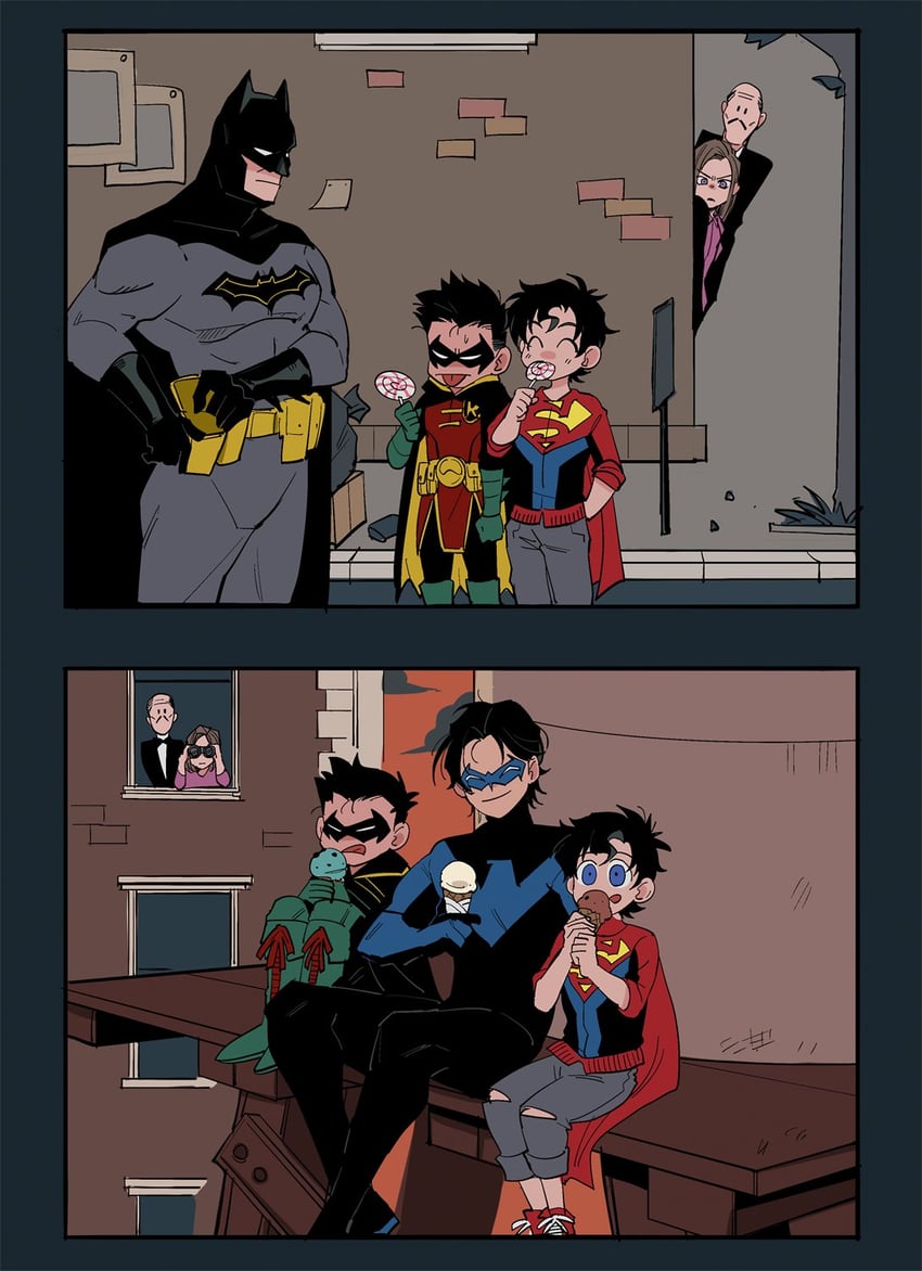 batman, robin, bruce wayne, dick grayson, lois lane, and 5 more (dc comics and 3 more) drawn by hokkemaruyaki