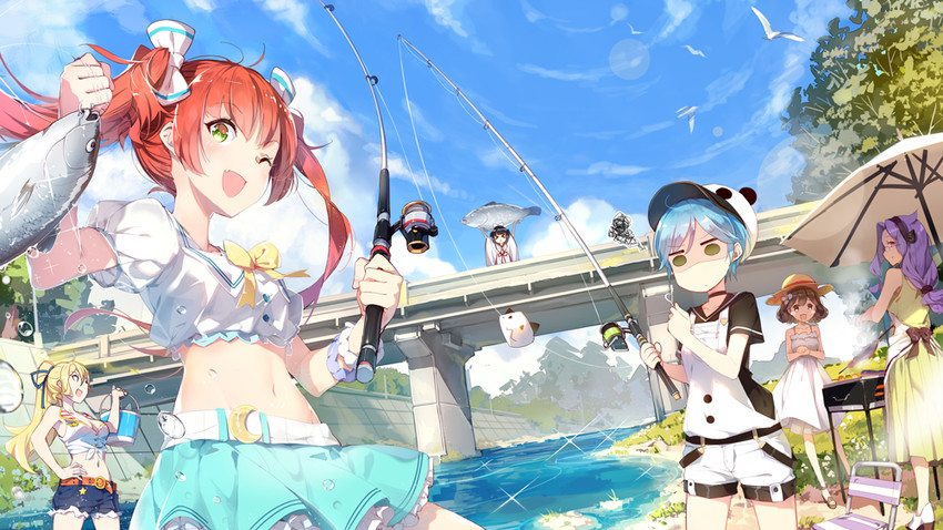 juno emmons, rococo, kikuri yuki, nola moon, cornelia, and 1 more (girl cafe gun) drawn by linfi-muu