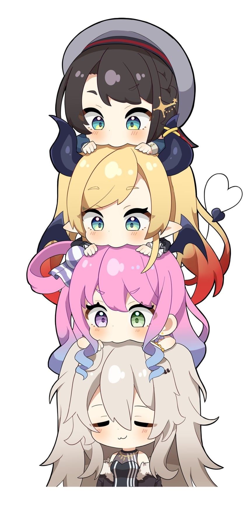 oozora subaru, shishiro botan, himemori luna, and yuzuki choco (hololive) drawn by kiwipodo