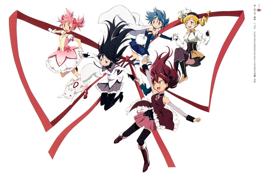 akemi homura, kaname madoka, miki sayaka, sakura kyoko, tomoe mami, and 1 more (mahou shoujo madoka magica)