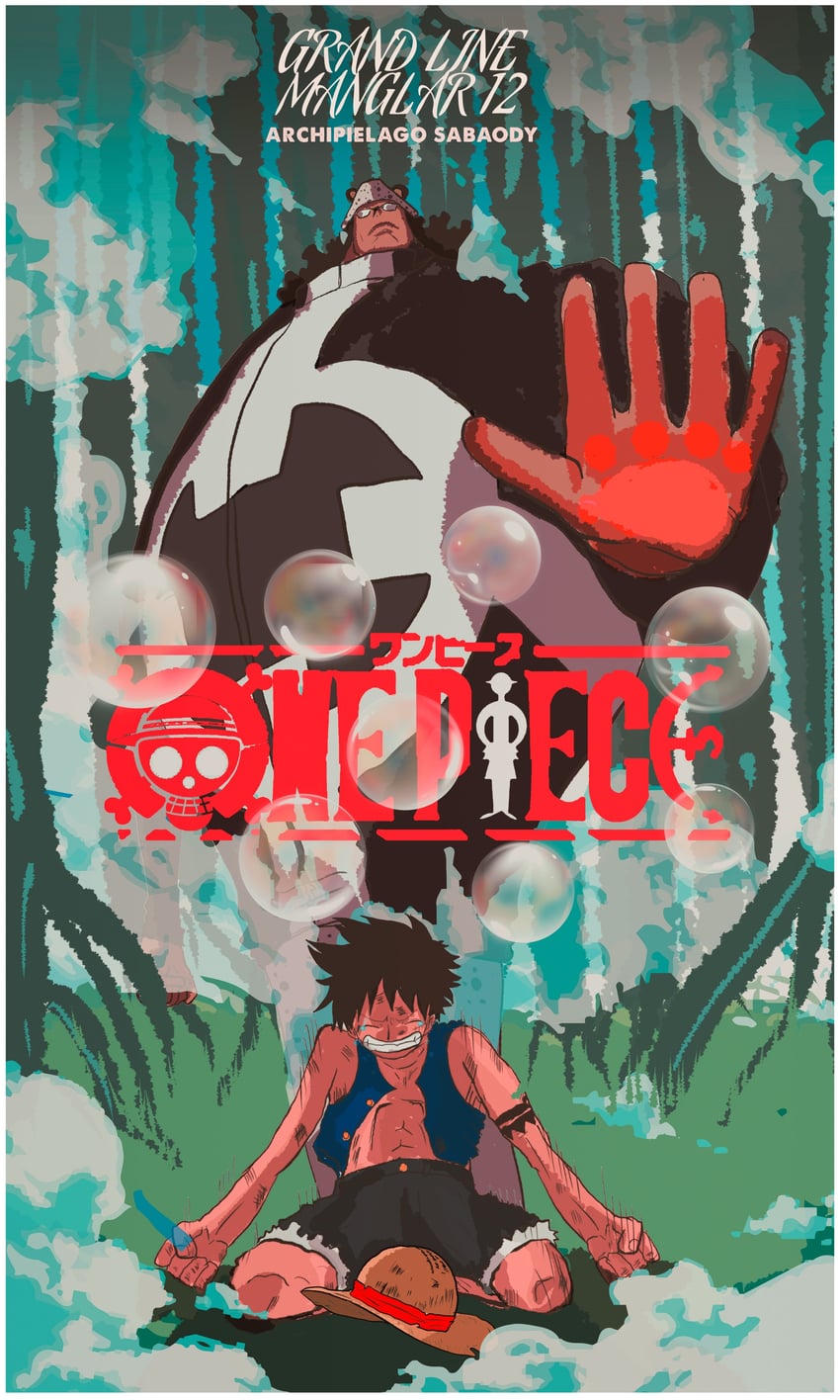 monkey d. luffy and bartholomew kuma (one piece) drawn by firescorpio