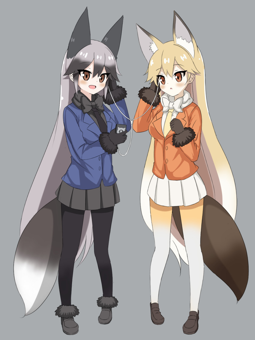 silver fox and ezo red fox (kemono friends) drawn by sasanoha_(sasanoha0712)