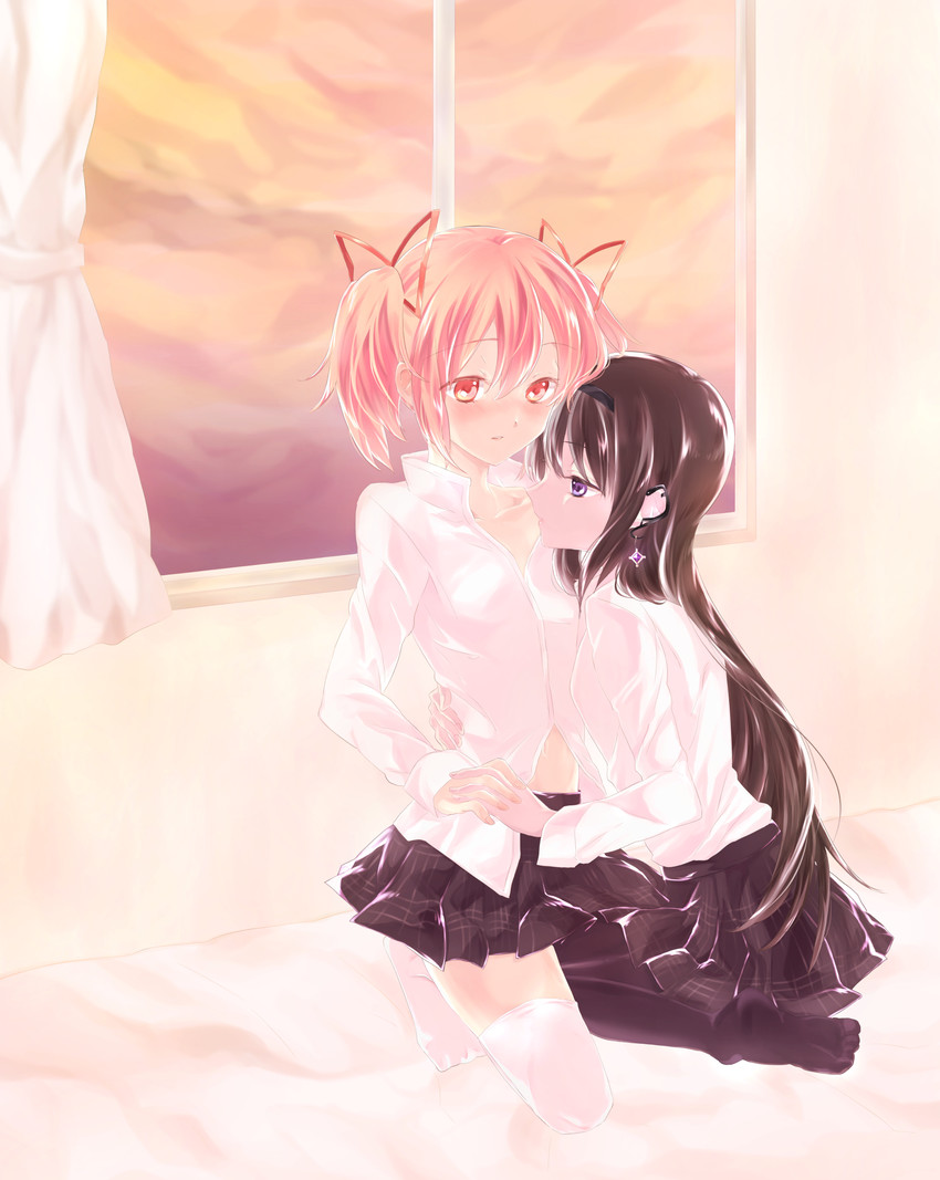 akemi homura and kaname madoka (mahou shoujo madoka magica and 1 more) drawn by shakemi_sara