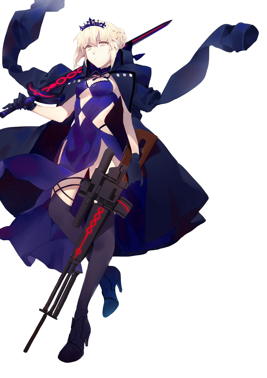 artoria pendragon and saber alter (fate and 1 more) drawn by tefco