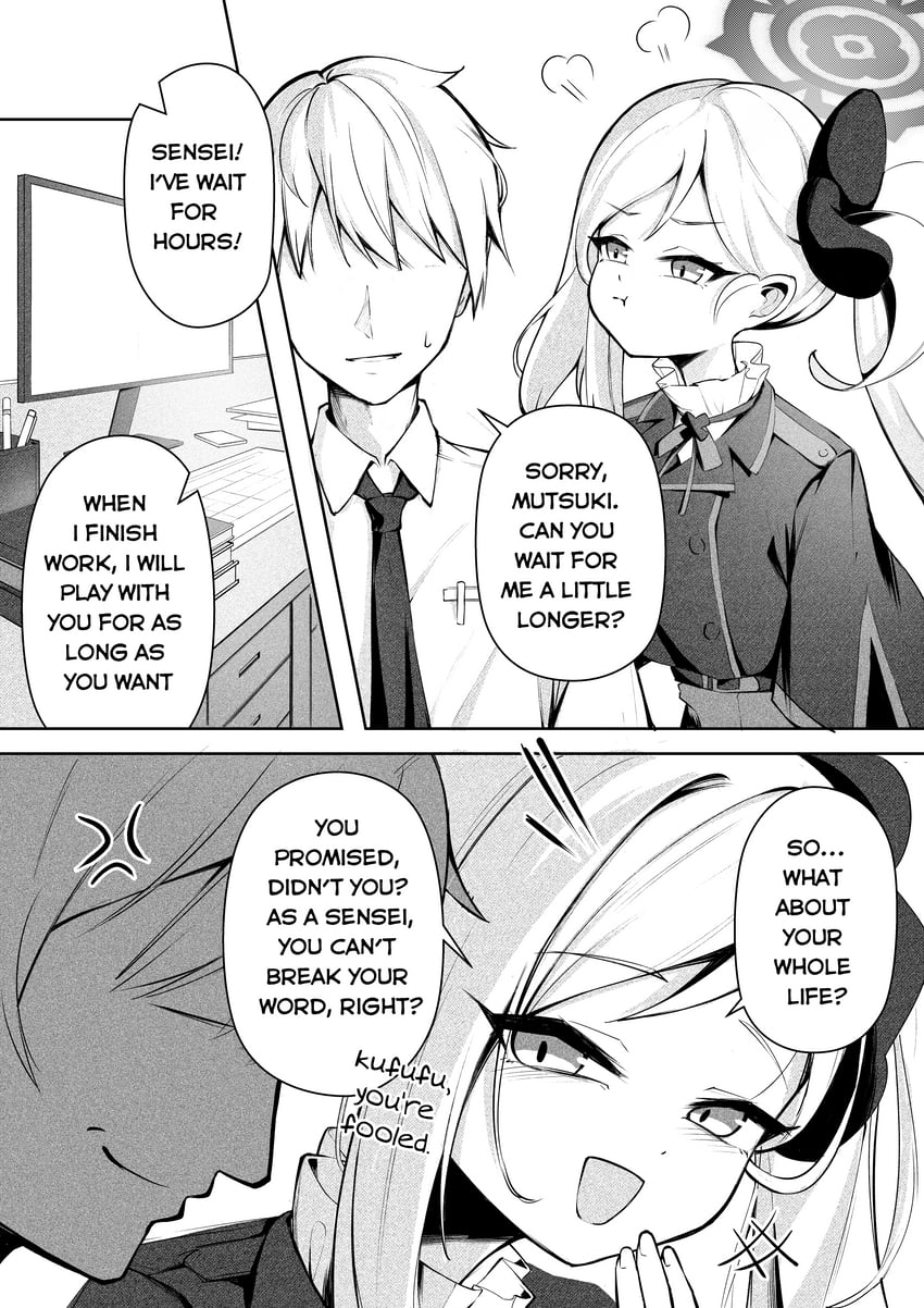 sensei and mutsuki (blue archive) drawn by clover_dot_(clov_erd)