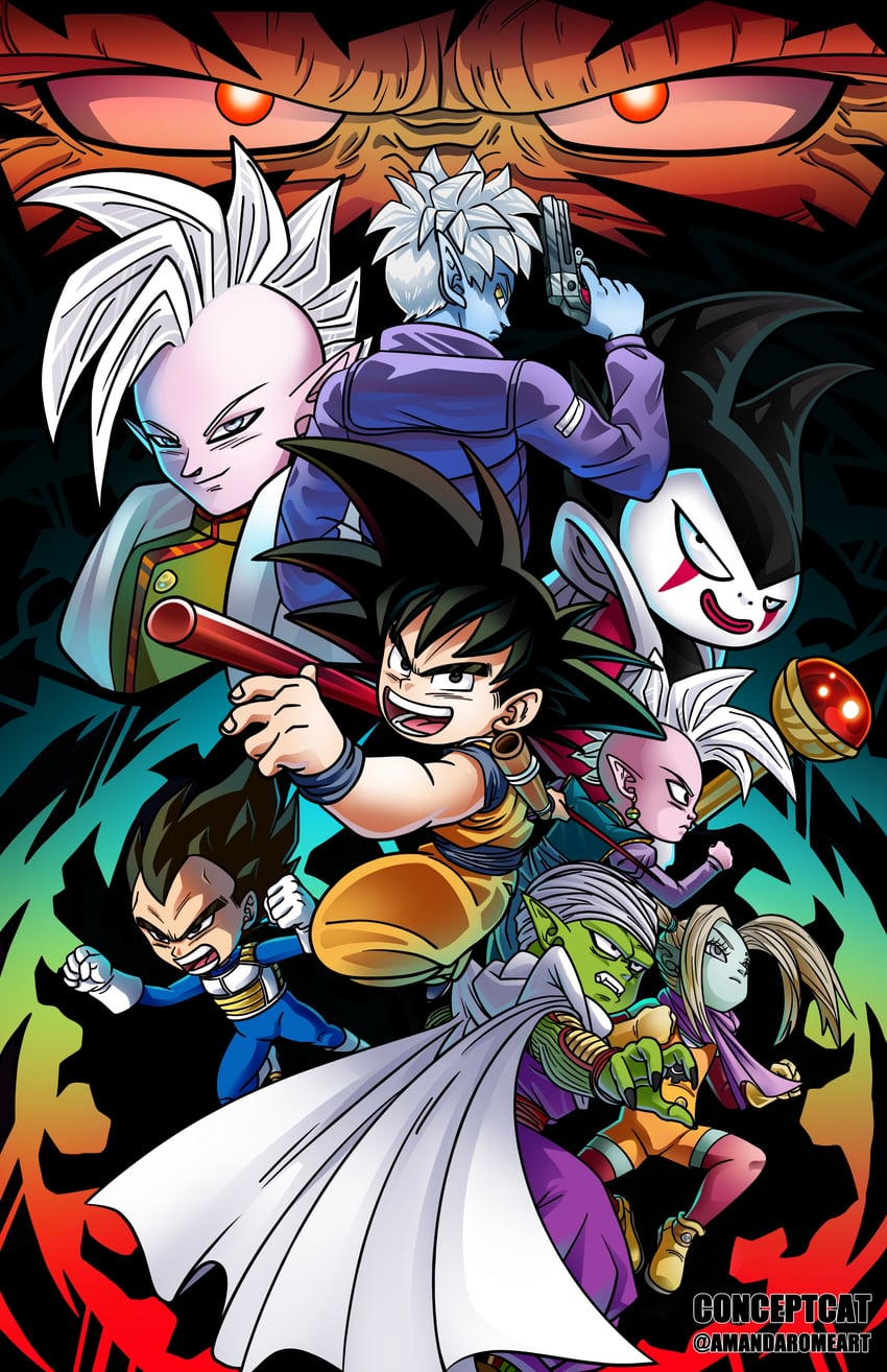 son goku, vegeta, piccolo, shin, pansy, and 4 more (dragon ball and 1 more) drawn by conceptcat