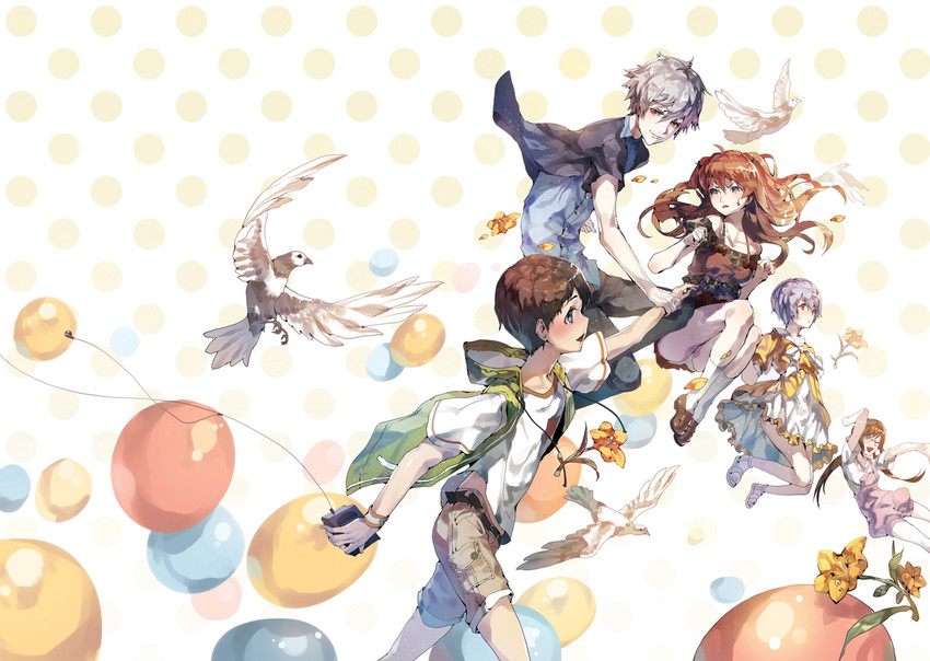 souryuu asuka langley, ayanami rei, ikari shinji, nagisa kaworu, and makinami mari illustrious (neon genesis evangelion and 1 more) drawn by fajyobore