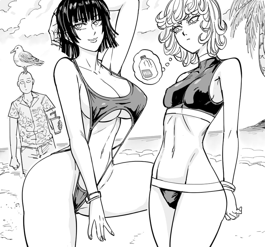 tatsumaki, fubuki, and saitama (one-punch man) drawn by bb_(baalbuddy)