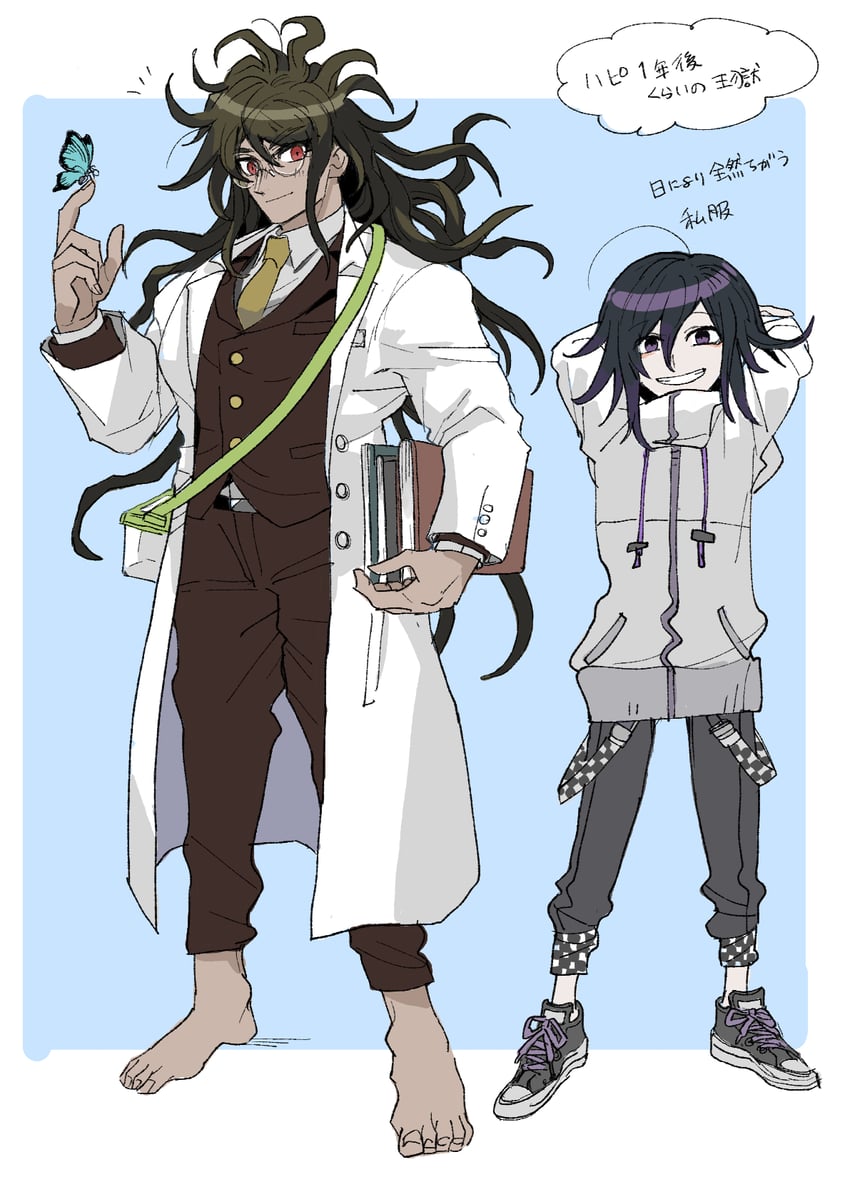oma kokichi and gokuhara gonta (danganronpa and 1 more) drawn by kumakoro_(tetsupag)