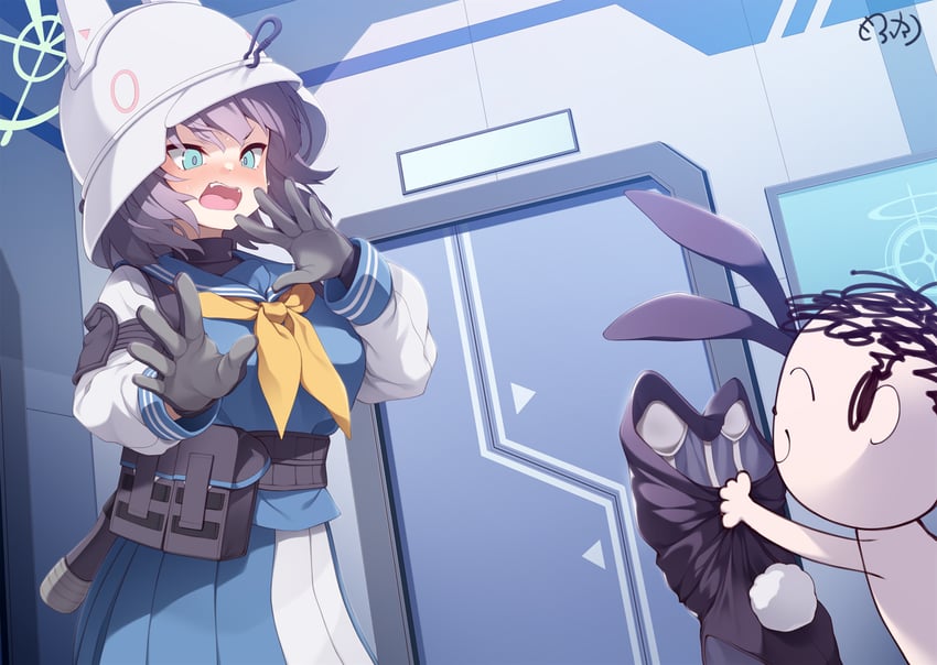 sensei, doodle sensei, and saki (blue archive) drawn by mofu_namako