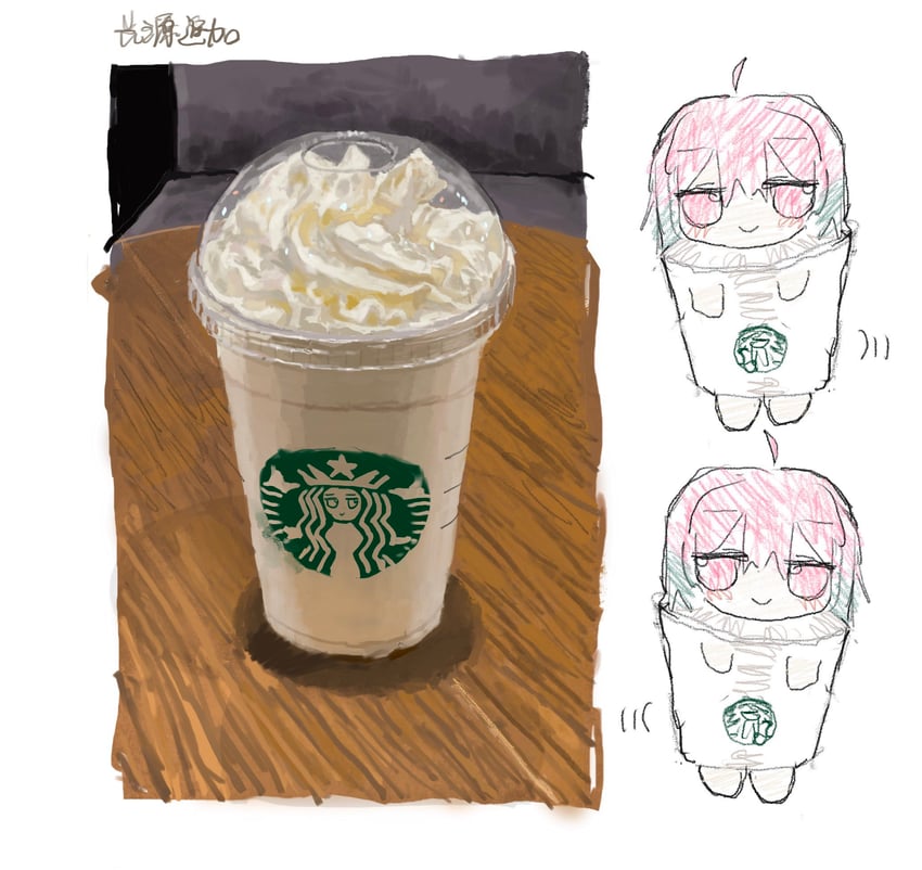 burutaru chan (starbucks and 1 more) drawn by brutal_vap