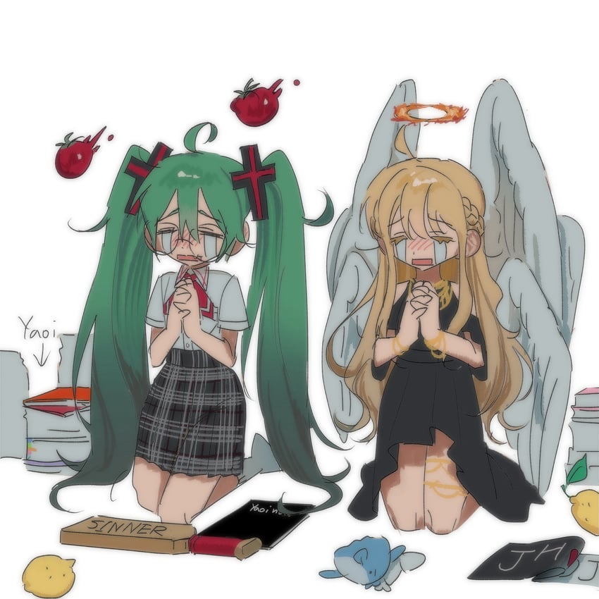 hatsune miku and uriel (vocaloid and 2 more) drawn by glifeblife
