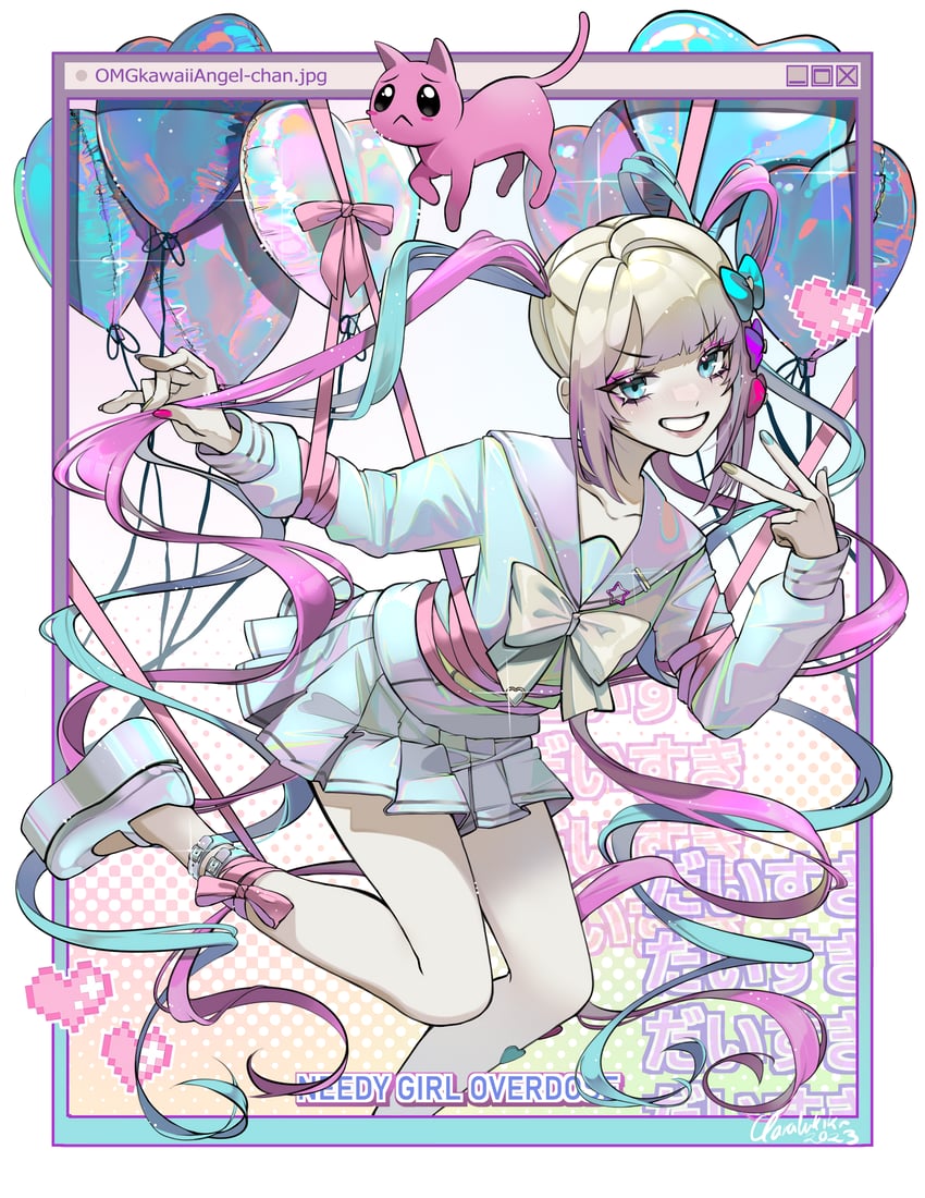 chouzetsusaikawa tenshi-chan and pien cat (needy girl overdose) drawn by dakemichan