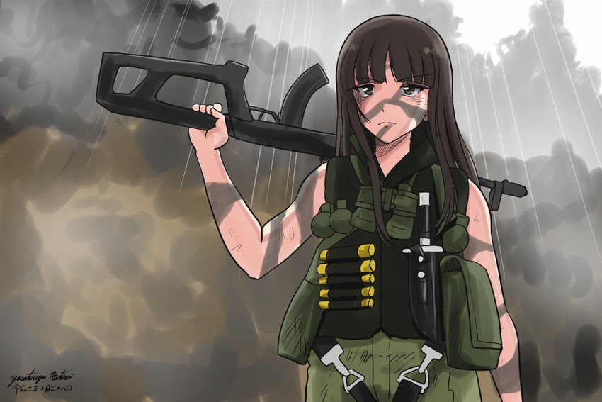 nishizumi shiho and john matrix (girls und panzer and 1 more) drawn by matsui_yasutsugu
