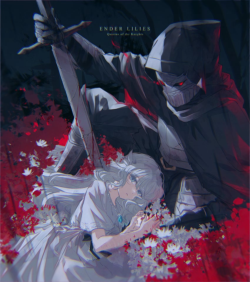 lily and umbral knight (ender lilies quietus of the knights) drawn by mokoppe