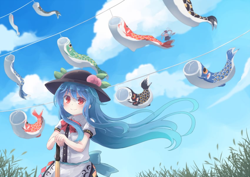 hinanawi tenshi (touhou) drawn by kibisake