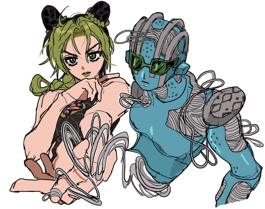kujo jolyne and stone free (jojo no kimyou na bouken and 1 more) drawn by fu_r_y