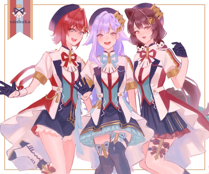 lize helesta, ange katrina, and inui toko (nijisanji) drawn by usasuzu