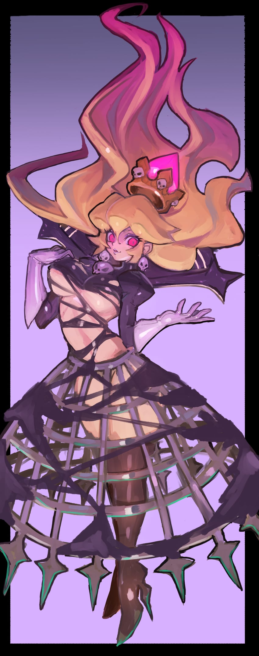 princess peach and shadow queen (mario and 2 more) drawn by dakusuta