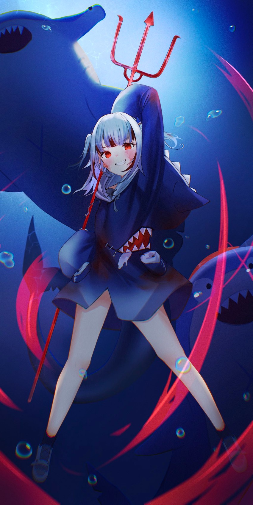 gawr gura and bloop (hololive and 2 more) drawn by isuka
