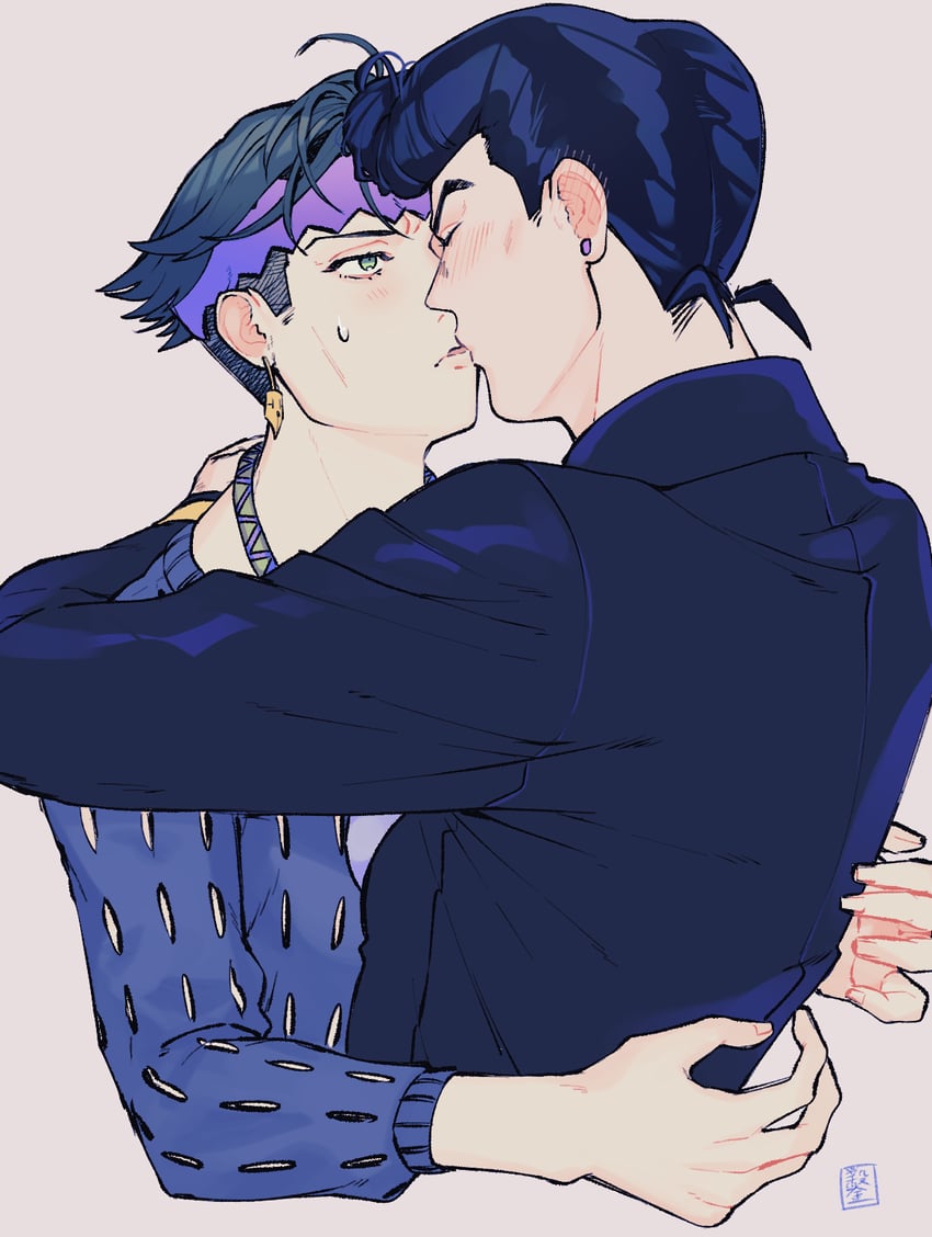 higashikata josuke and kishibe rohan (jojo no kimyou na bouken and 1 more) drawn by eringichips