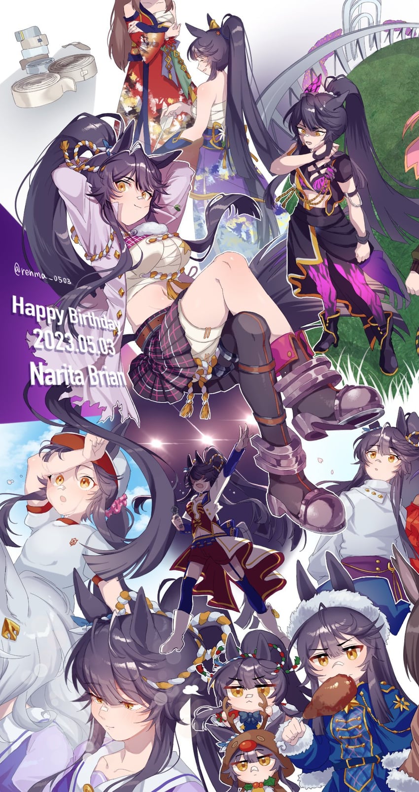 biwa hayahide, symboli rudolf, and narita brian (umamusume) drawn by renma_(renma_0503)