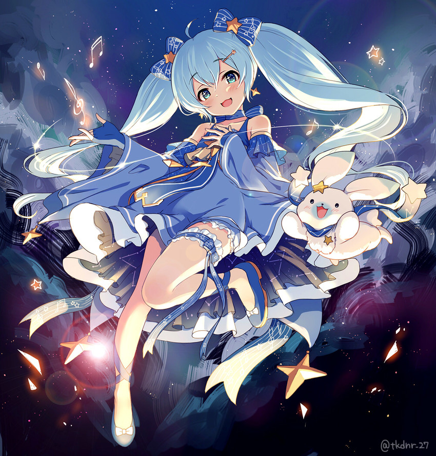 hatsune miku, yuki miku, and rabbit yukine (vocaloid and 1 more) drawn by tsukana_(saba_mizore)