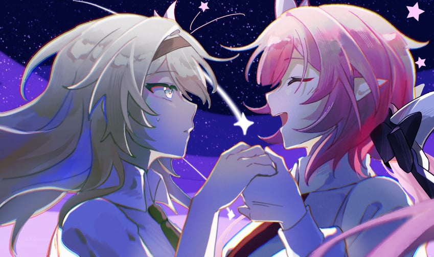firefly and elysia (honkai and 2 more) drawn by faber_fubei