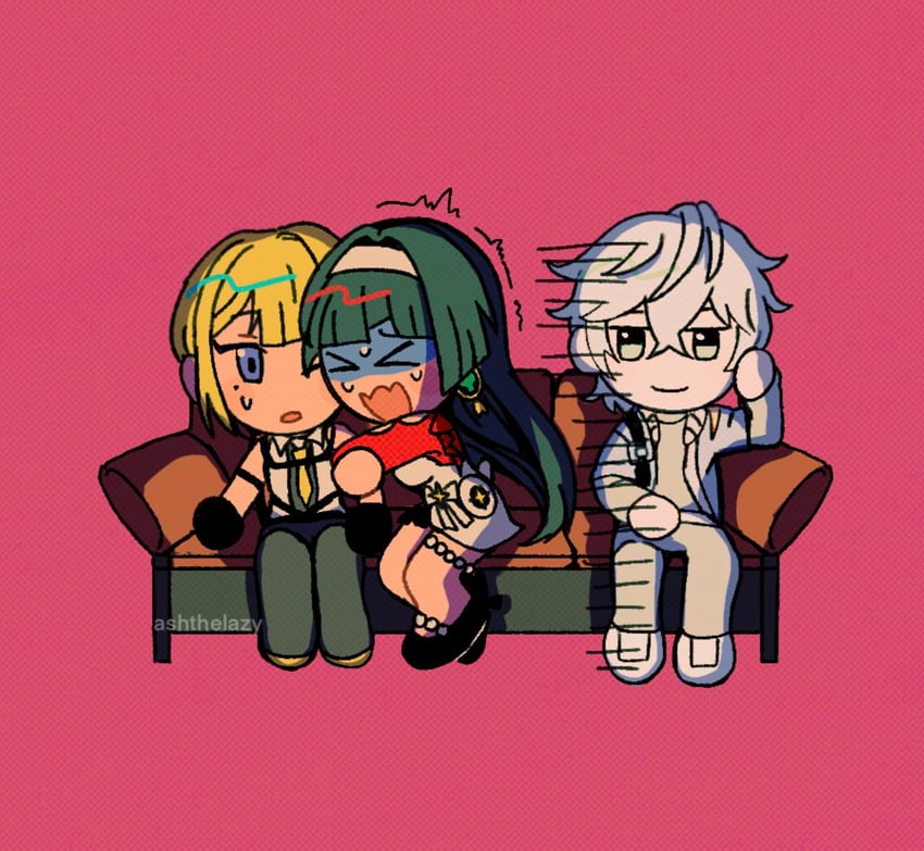 wise, evelyn chevalier, and astra yao (zenless zone zero) drawn by ashthelazy