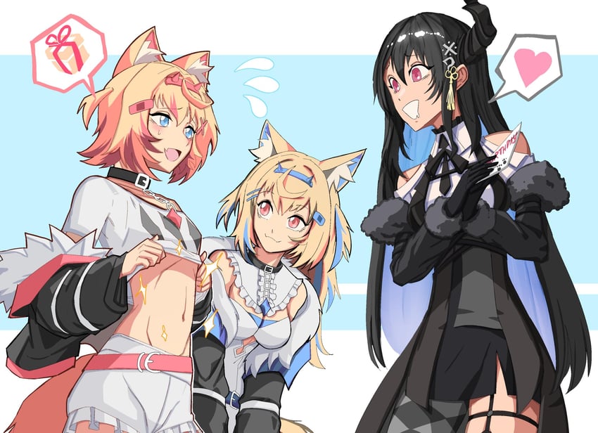nerissa ravencroft, fuwawa abyssgard, and mococo abyssgard (hololive and 1 more) drawn by elagune