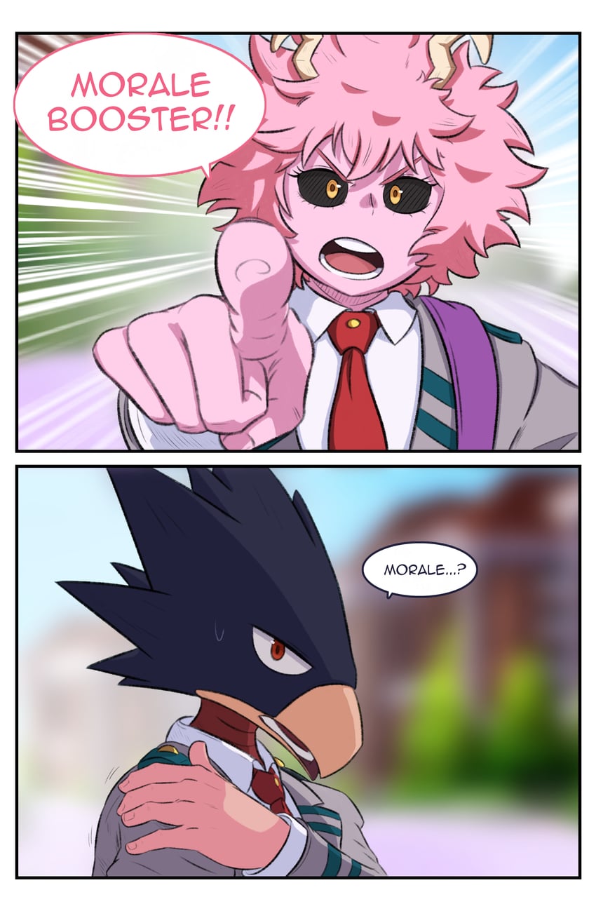 ashido mina and tokoyami fumikage (boku no hero academia) drawn by greatm8